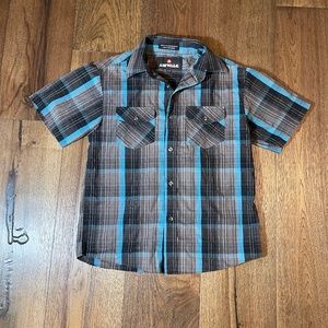 Airwalk Boys 10-12 blue and black button down shirt